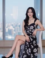 特写镜头下的少女面容，她目光清澈望向窗外，柔和窗光映亮半边脸颊，黑色碎花裙的领口细节与细腻肤质清晰可见